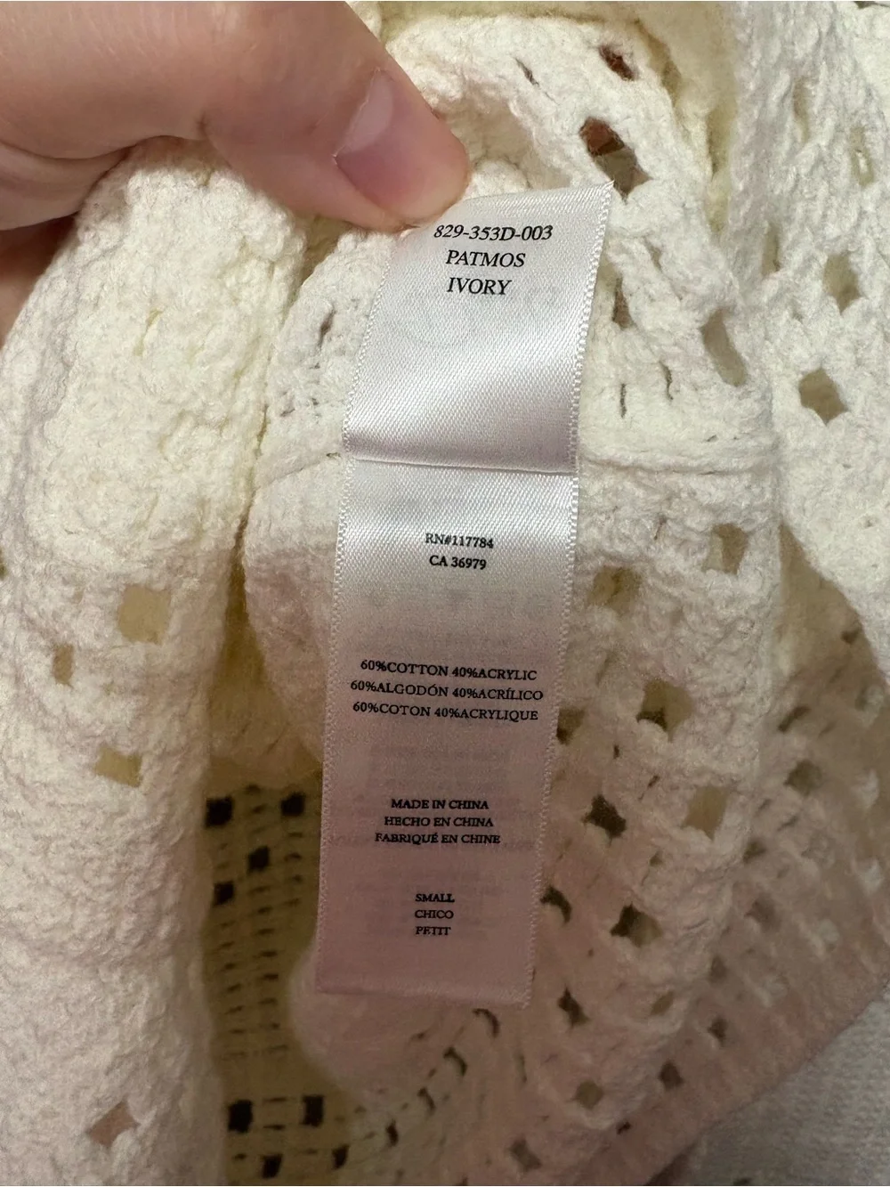 Rails Patmos Sweater Ivory White Cream Crochet Knit Size Small NWT New